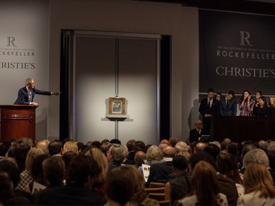 A saleroom in New York during the sales of the Collection of Peggy and David Rockefeller.