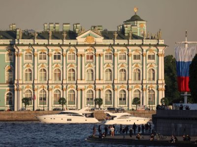 Winter Palace building housing the State Hermitage Museum in St Petersburg.