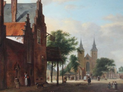 View of a Dutch Square (detail; c. 1700), Jan van der Heyden.
