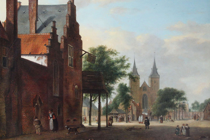 View of a Dutch Square (detail; c. 1700), Jan van der Heyden.