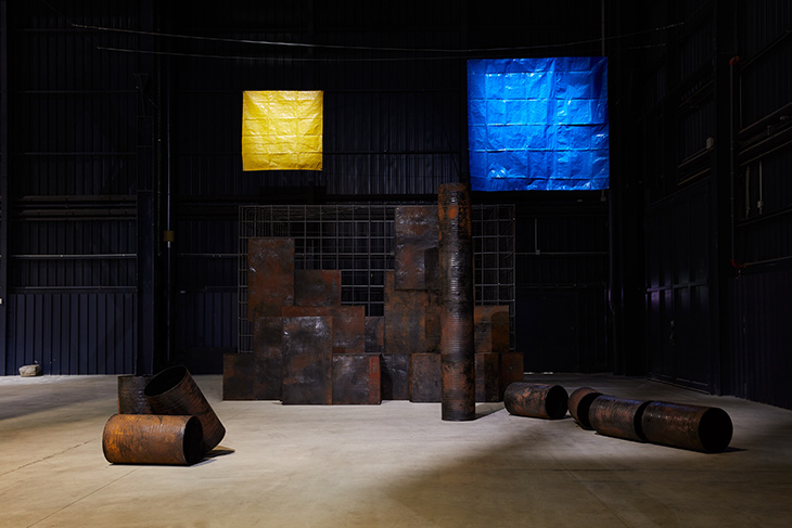 Kagebangara (2008), Sheela Gowda. Installation view at Pirelli HangarBicocca, Milan, 2019.