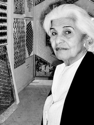 Monir Shahroudy Farmanfarmaian in her studio in Tehran.