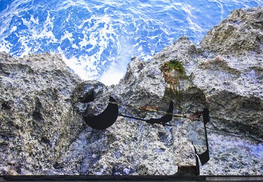 Moving Off the Land (2019), Joan Jonas. Performance with Ikue Mori and Francesco Migliacco, Ocean Space, Chiesa di San Lorenzo, Venice, 2019.