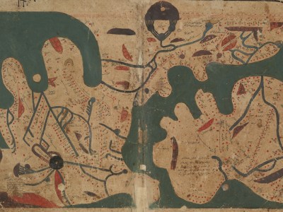 Map of the world from 'The Book of Curiosities' (MS Arab c. 90), copy from c. 1200, Egypt, Bodleian Library, University of Oxford