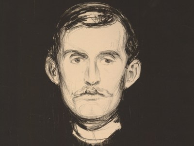 Self Portrait with Skeleton Arm (detail; 1895), Edvard Munch.
