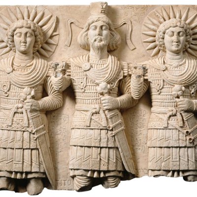 Relief with three Palmyrene gods (1st century), Bir Wereb, near Palmyra. Musée du Louvre, Paris.