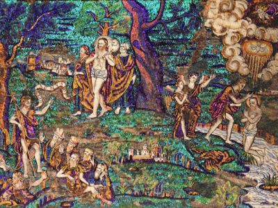 Christ as the Good Shepherd, the Preaching of St John the Baptist, and the Baptism of Christ (second half of 16th century), Juan Baptista Cuiris.