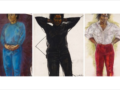 Trilogy (Part One), Woman in Blue; Trilogy (Part Two) Woman in Black; Trilogy (Part Three) Woman in Red (1982–86), Claudette Johnson. Arts Council Collection, Southbank Centre, London. © Claudette Johnson