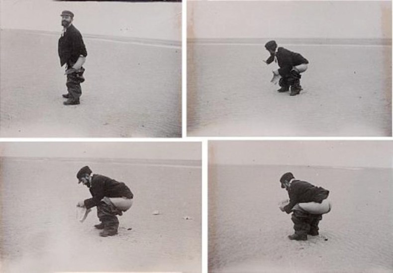 Henri de Toulouse-Lautrec photographed by Maurice Joyant at the beach at Le Crotoy, Picardie, in 1898