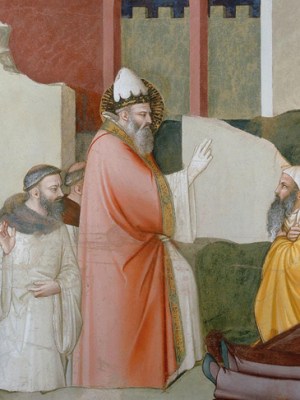 St Sylvester raising the Magi from the Dead (detail), c. 1340, Maso di Banco, fresco. Bardi di Vernio Chapel, Santa Croce, Florence