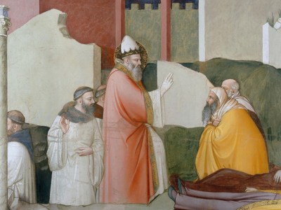 St Sylvester raising the Magi from the Dead (detail), c. 1340, Maso di Banco, fresco. Bardi di Vernio Chapel, Santa Croce, Florence