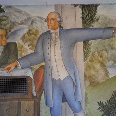Detail from Victor Arnautoff’s The Life of Washington mural at George Washington High School in San Francisco.