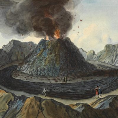 Interior view of the crater of Mount Vesuvius, as it was before the eruption of 1767; detail of a plate in William Hamilton, Campi Phlegraei (1776).