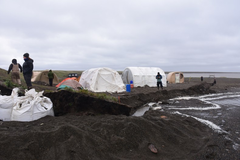 Diverting storm surge on the coast of north Alaska