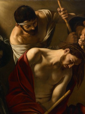 The Crowning with Thorns (detail; c. 1603), Caravaggio.
