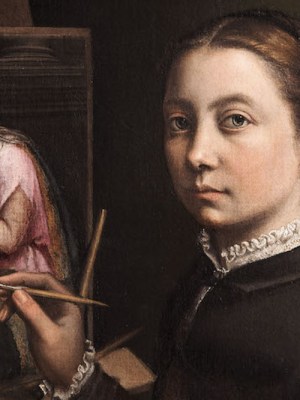 Self-portrait at the Easel (detail; c. 1556), Sofonisba Anguissola.