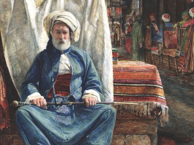 In the Bezestein, El Khan Khalil, Cairo (1860), John Frederick Lewis. Blackburn Museum and Art Gallery