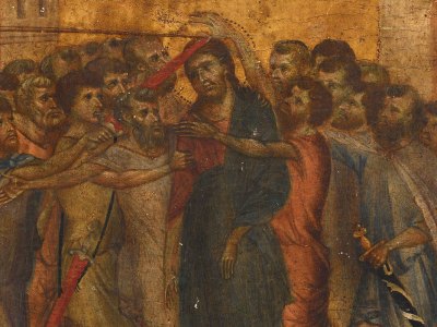 The Mocking of Christ (detail; c. 1280), Cimabue.