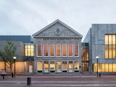 The Peabody Essex Museum in 2019 with its new wing designed by Ennead Architects on the right