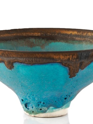 Bowl with dripped manganese rim, Lucie Rie. Mallams (estimate £2,000–£4,000)