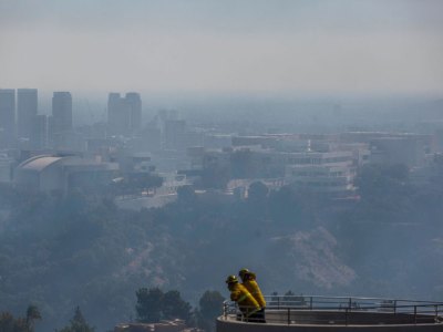 The ‘Getty fire’ in Brentwood, California on 28 October 2019 (with the Getty Center visible in the background).