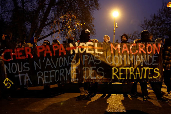 Protestors in Paris on 5 December 2019.