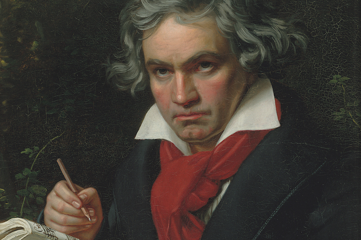 Beethoven with the manuscript for Missa Solemnis (detail; 1820), Joseph Karl Stieler.