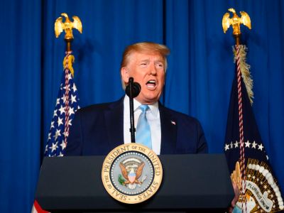 US President Donald Trump makes a statement on Iran at the Mar-a-Lago estate in Palm Beach Florida, on 3 January, 2020.