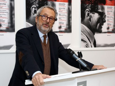 Roberto Cicutto at the Pier Paolo Pasolini MoMA film retrospective opening at MoMA PS1, New York, in 2012.