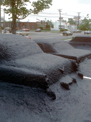 Installation view of ‘Ghost Parking Lot’ (completed in 1978) at the National Shopping Center in Hamden, Connecticut, by James Wines & SITE. © SITE New York