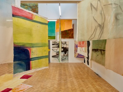 Installation view of 'Vivian Suter: Tintin's Sofa' at Camden Arts Centre, 2019.