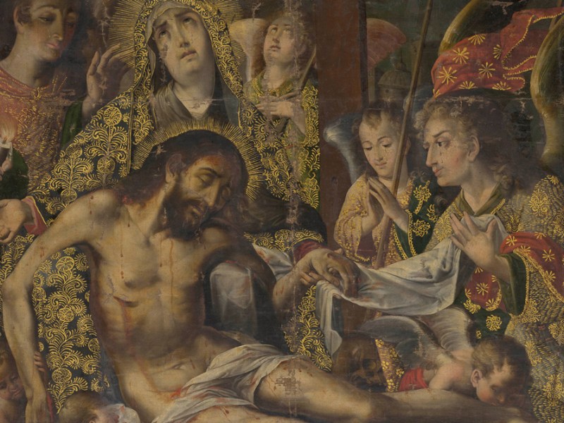 Pietà (detail; c. 1720), Melchor Pérez Holguín.