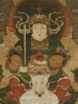 Hanging scroll depicting the goddess Dakini (detail; 14th century), Japan. Metropolitan Museum of Art, New York