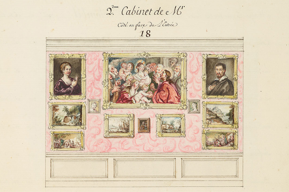 Detail showing the ‘second cabinet’ on page 50 of the Catalogue des Tableaux de Mr Julienne (c. 1756), compiled by Jean-Baptiste-François de Montullé. Morgan Library and Museum, New York