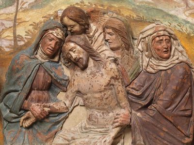 Renaissance terracottas in Padua Central relief of The Lamentation over the Dead Christ (c. 1480–90), circle of Bartolomeo Bellano. Chiesa di San Pietro, Padua