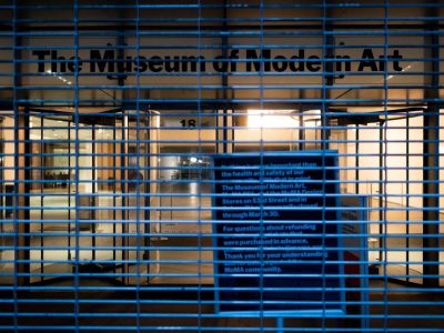 The closed Museum of Modern Art on March 17, 2020 in New York Citydistancing. (Photo by Johannes EISELE / AFP) (Photo by JOHANNES EISELE/AFP via Getty Images)