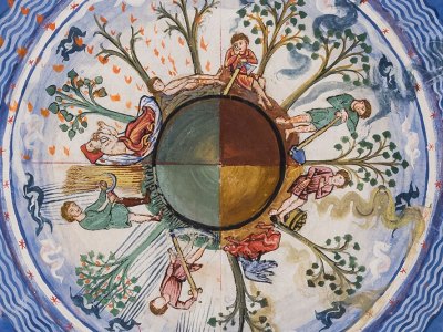 Liber Divinorum Operum (The Book of Divine Works) (detail; 13th century), Hildegarde von Bingen. By concession of the Ministry for Cultural Heritage and Activities - Lucca State Library