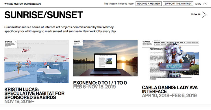 Screenshot of artport on www.whitney.org
