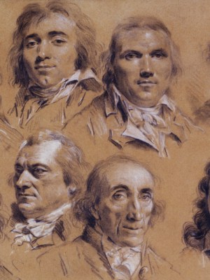 Sixteen heads of men (detail; 18th century), Louis-Léopold Boilly
