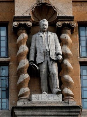 The statue of Cecil Rhodes outside Oriel College in Oxford, photographed in June 2020.
