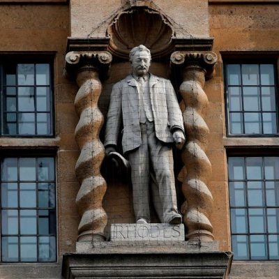 The statue of Cecil Rhodes outside Oriel College in Oxford, photographed in June 2020.