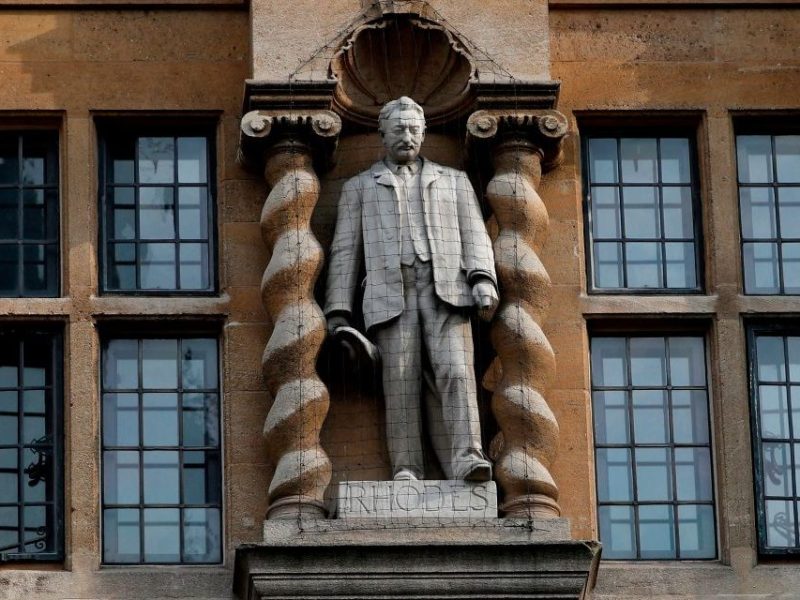 The statue of Cecil Rhodes outside Oriel College in Oxford, photographed in June 2020.