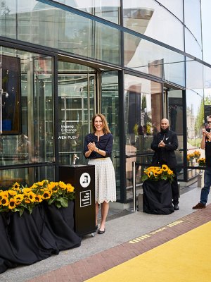 Emilie Gordenker outside the Van Gogh Museum in Amsterdam on 1 June, when the museum reopened.