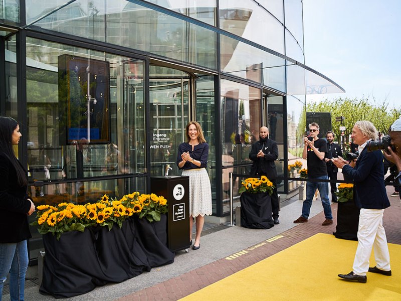 Emilie Gordenker outside the Van Gogh Museum in Amsterdam on 1 June, when the museum reopened.