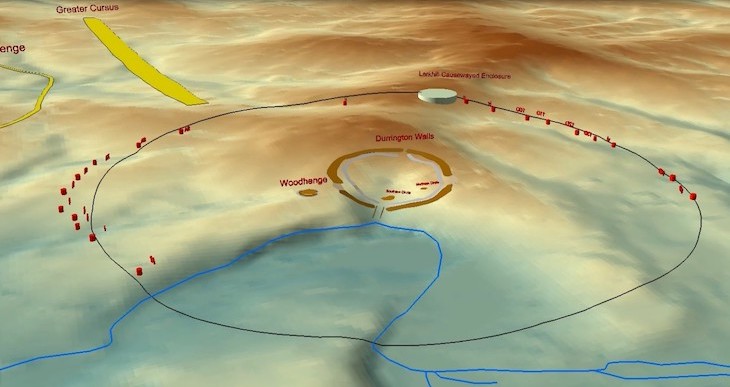 Animation still showing the pit-circle near Durrington.