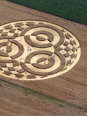 A crop circle in a cornfield near Raisting in southern Germany, in July 2014. Photo by Karl-Josef Hildenbrand/DPA/AFP via Getty Images