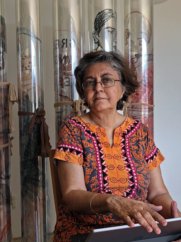 Nalini Malani, photographed at home in Amsterdam in August 2020.