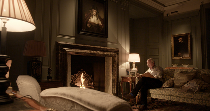 The Duke of Buccleuch at home in Dumlanrig Castle. Above the fireplace hangs ‘An Old Woman Reading’ by Rembrandt. Courtesy Dogwoof