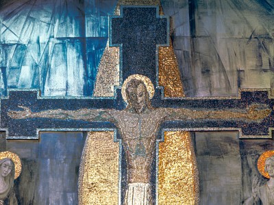 A detail of George Mayer-Marton’s mosaic and fresco before the latter was painted over.