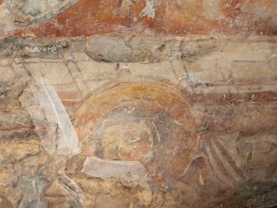 Fresco (mid ninth century) showing a scene from the life of the Virgin Mary. Santa Maria Assunta, Torcello